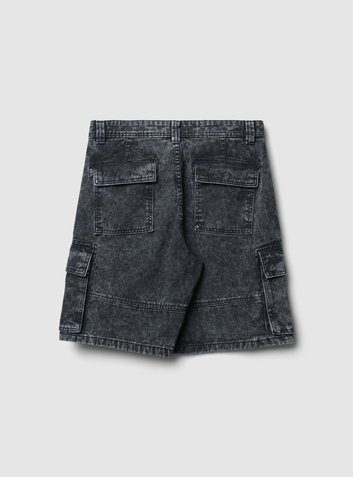 Black Acid Wash Cargo Bermuda Shorts
