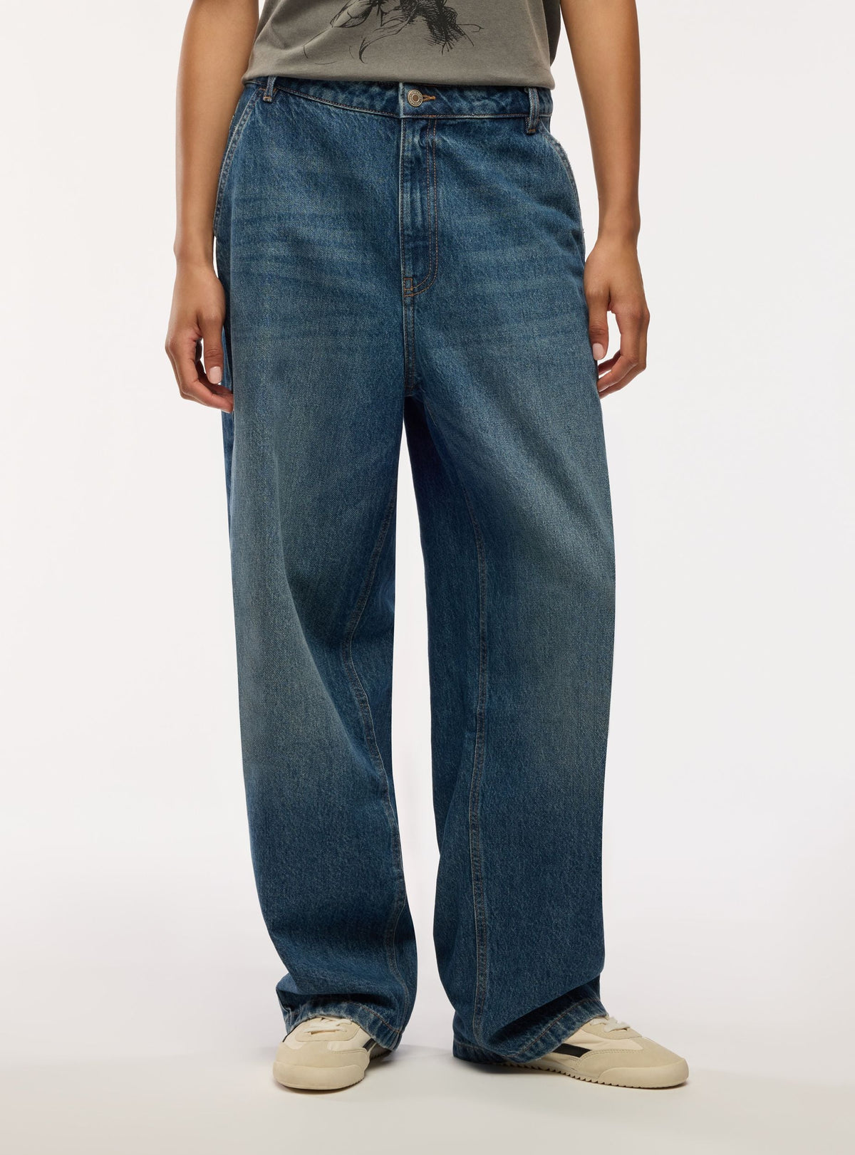 Plain Dark Denim Baggy Jeans