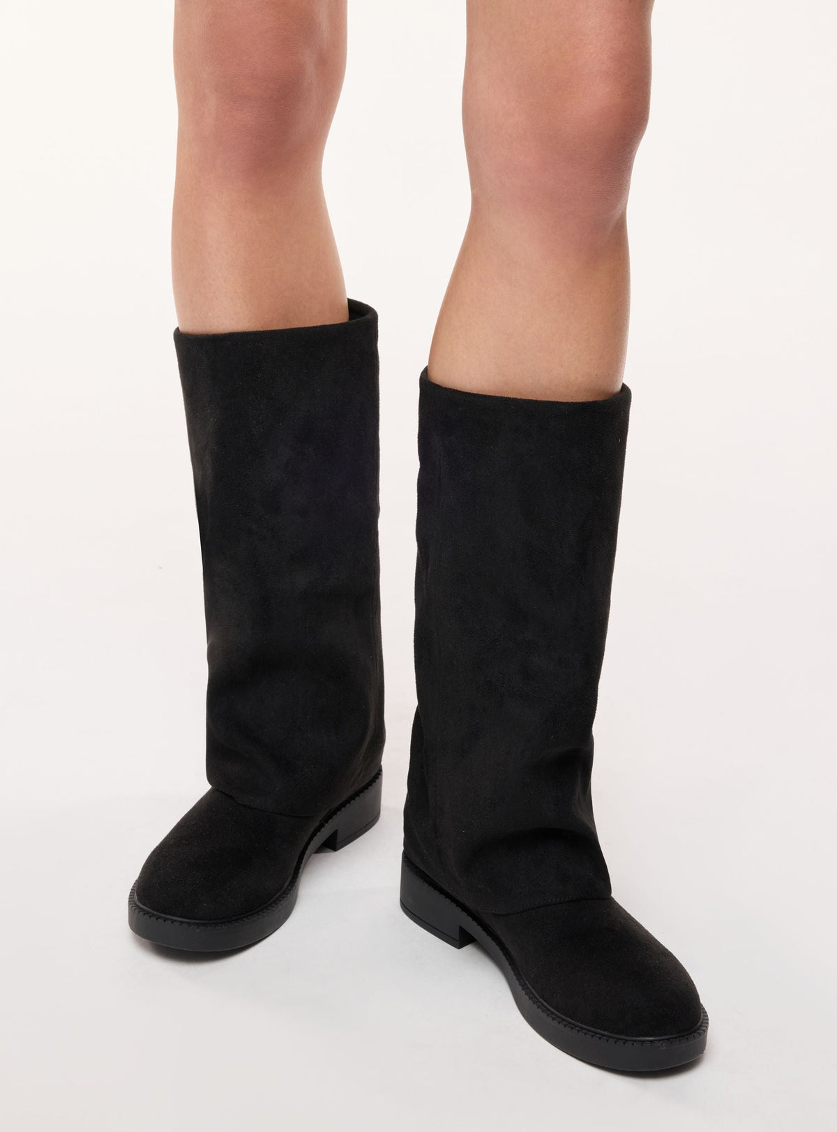 Biker boots with fold-over cuff