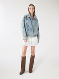 Chaqueta Biker Vaquera Lisa Azul Denim Claro