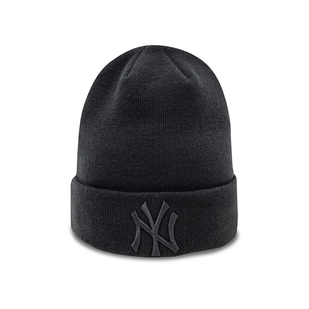 New York Yankees Essential All Black Cuff Beanie Hat