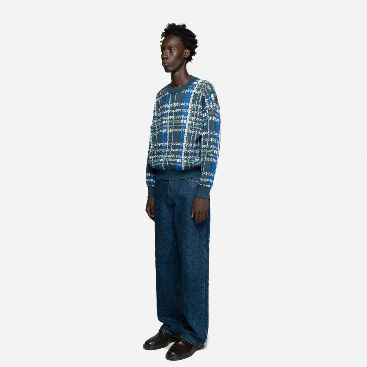 93 Sierra Crosses Tartan Knit Sweater FW93SCTKS-BLU