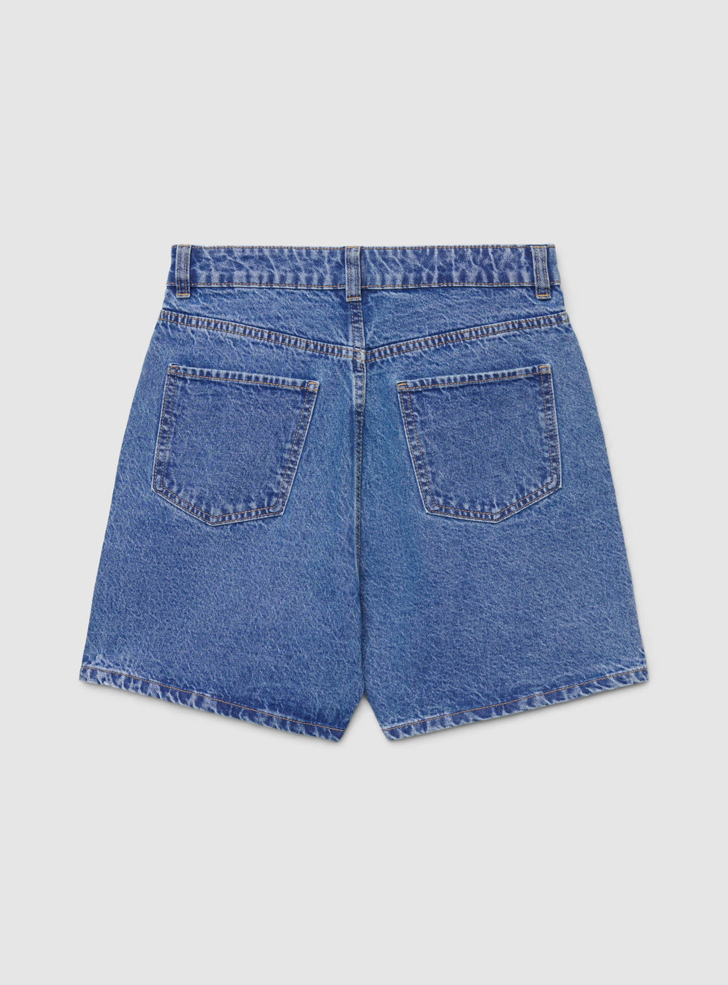 Bermudas Vaqueras Tiro Alto Azul Denim Medio