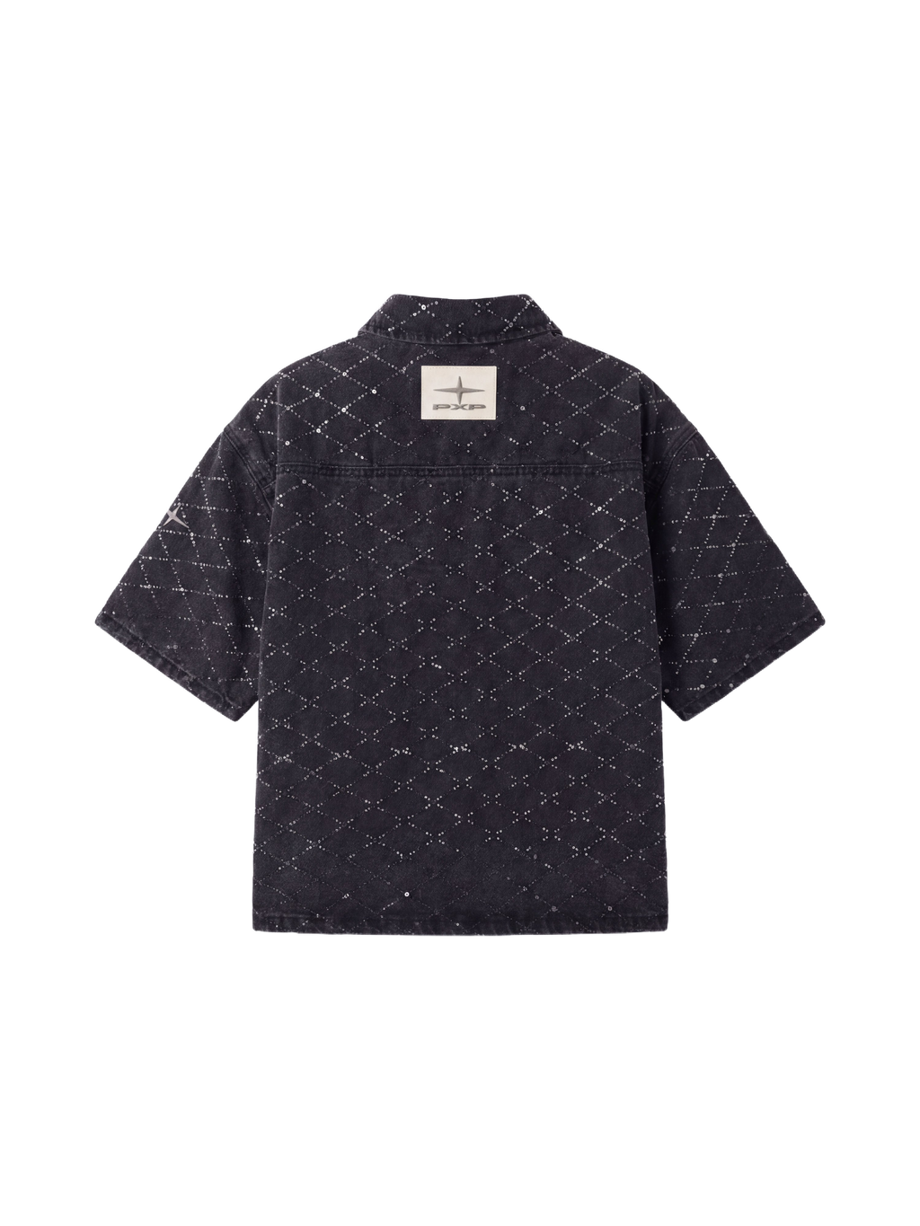 Grey Precious Short-Sleeved Denim Overshirt