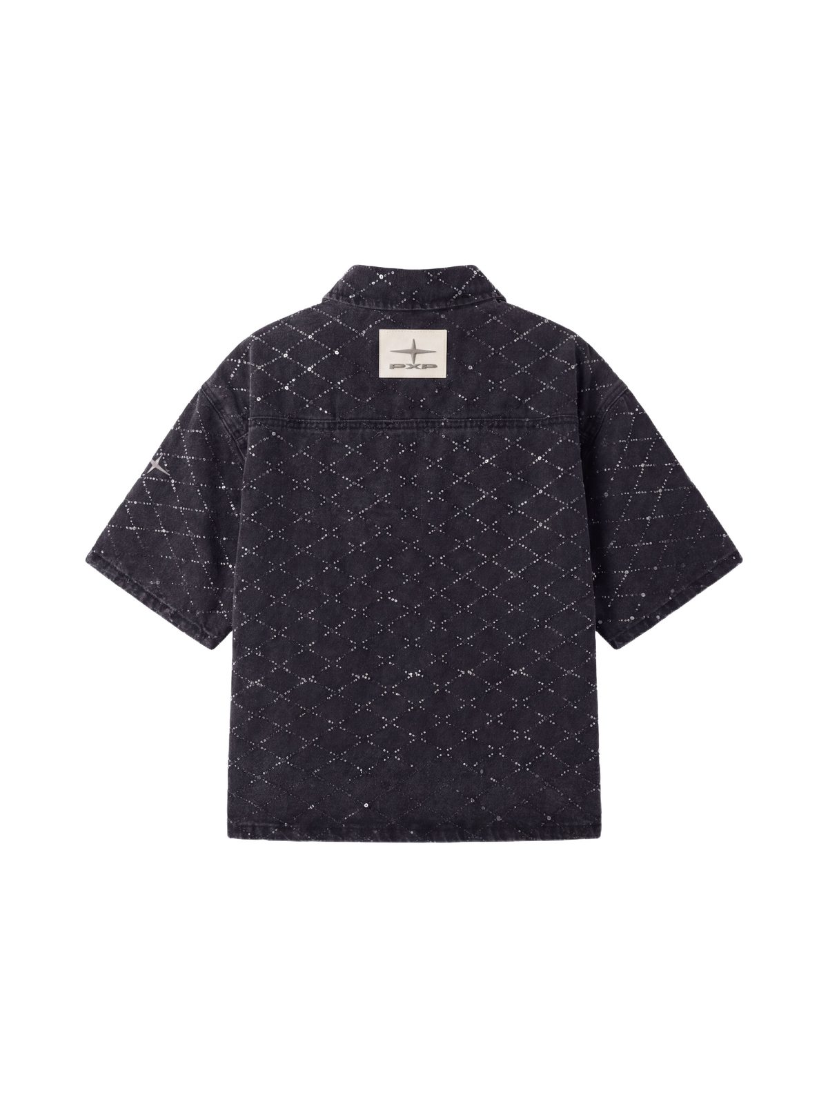 Grey Precious Short-Sleeved Denim Overshirt