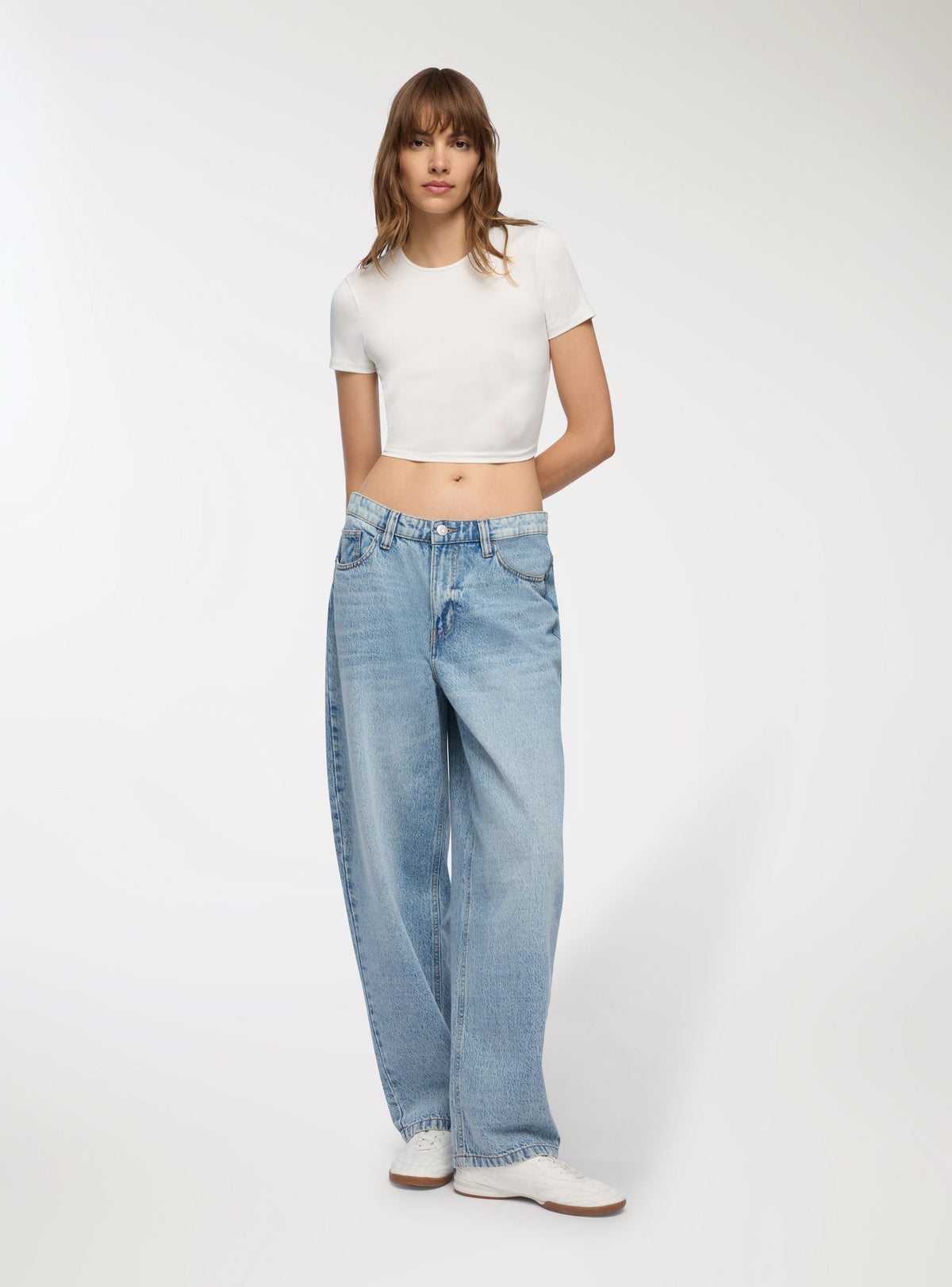 Light-Wash Balloon-Leg Jeans