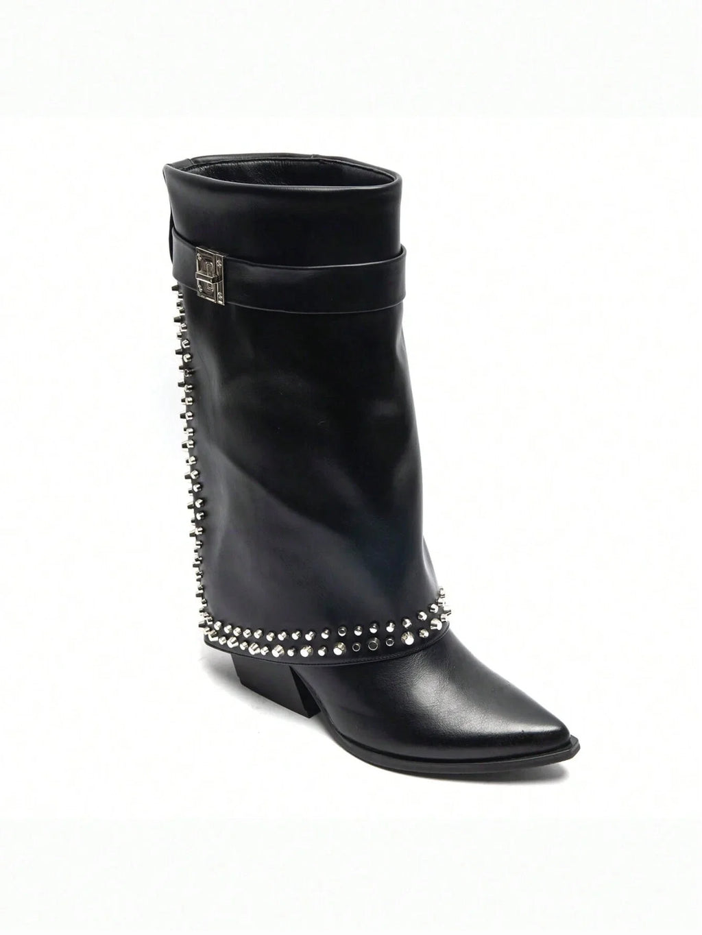 Trindade | Botas western de tacón bajo con correa decorativa y tachuelas metálicas de fantasía