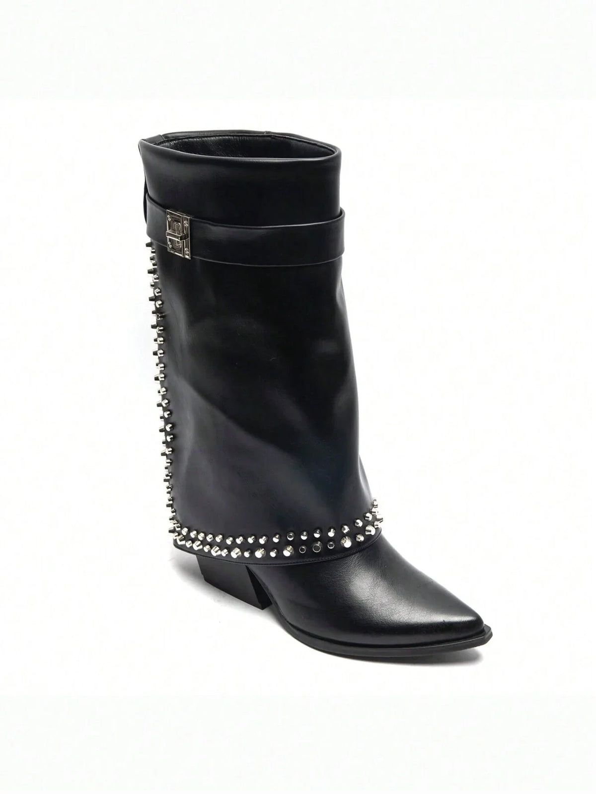 Trindade | Botas western de tacón bajo con correa decorativa y tachuelas metálicas de fantasía