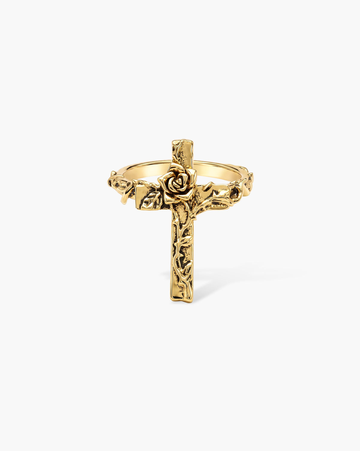 Wild Rose Cross Ring in Silver