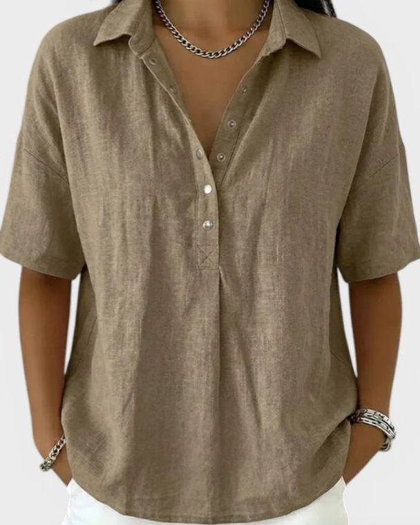Manuela | Blusa con Cuello y Botones Elegantes