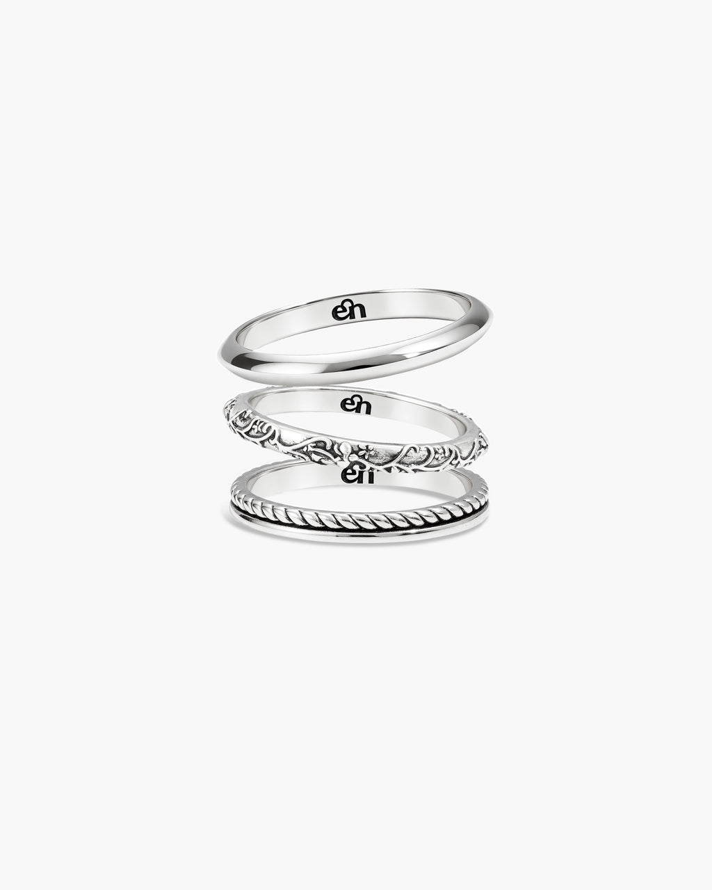Orchid Stacking Ring Set in Silver