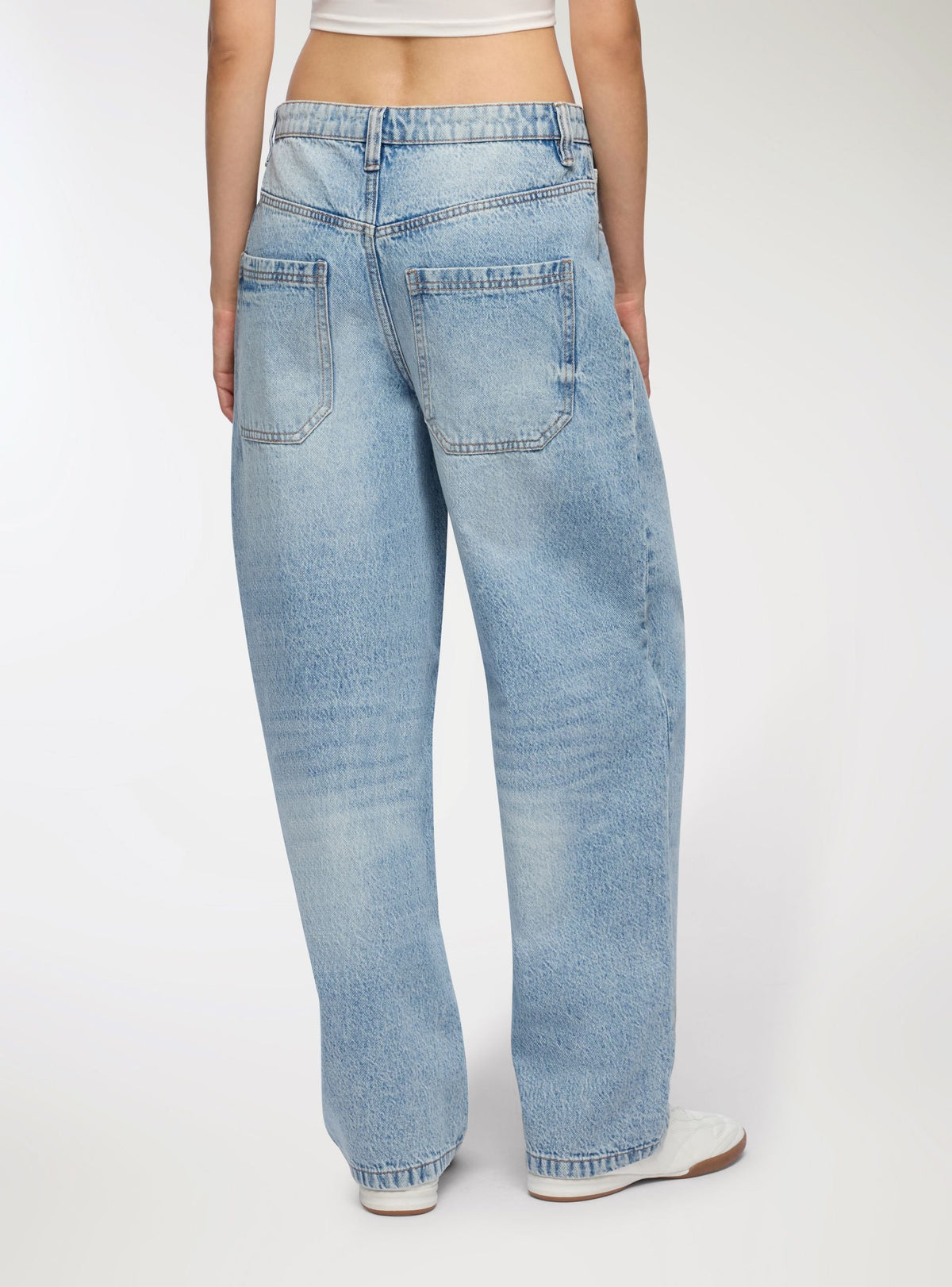 Light-Wash Balloon-Leg Jeans