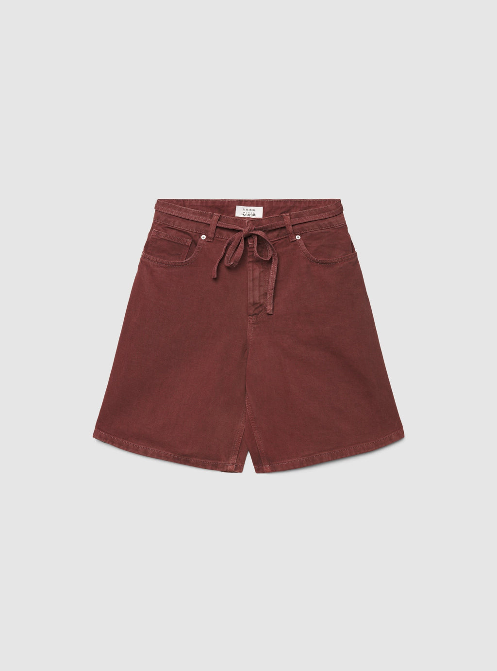 Bermudas con Cintura Anudada Caoba