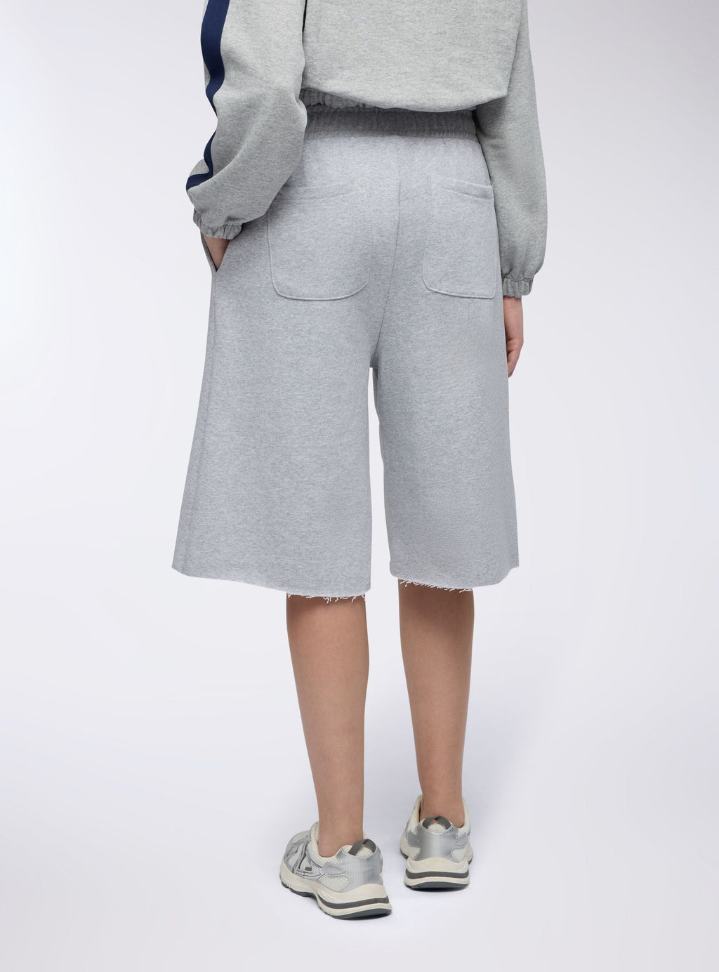 Bermudas Largas de Felpa Gris Claro Jaspeado