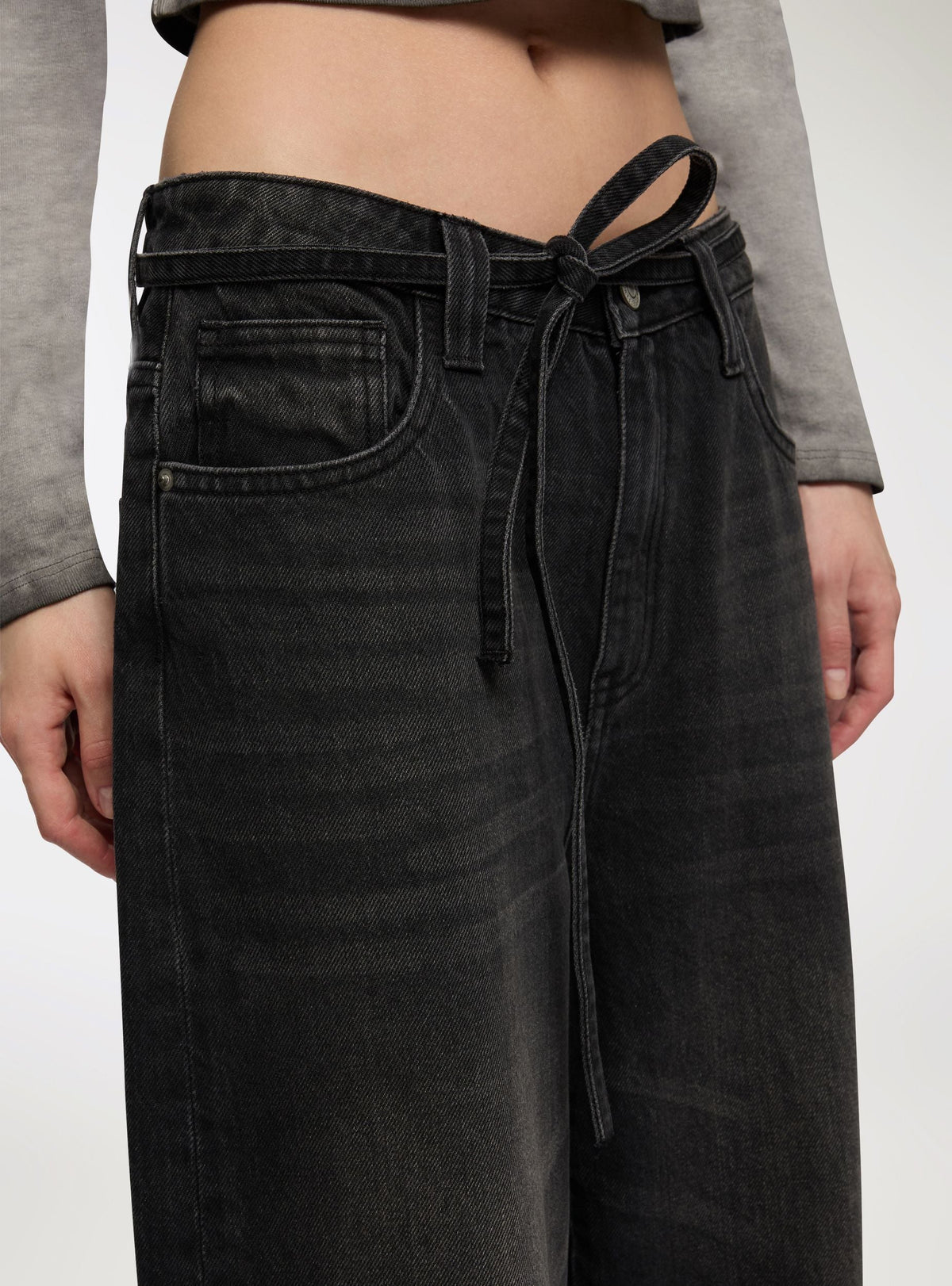 Black Belted Balloon Jeans