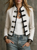 Adriana | Chaqueta de mujer de otoño con patchwork en blanco y negro