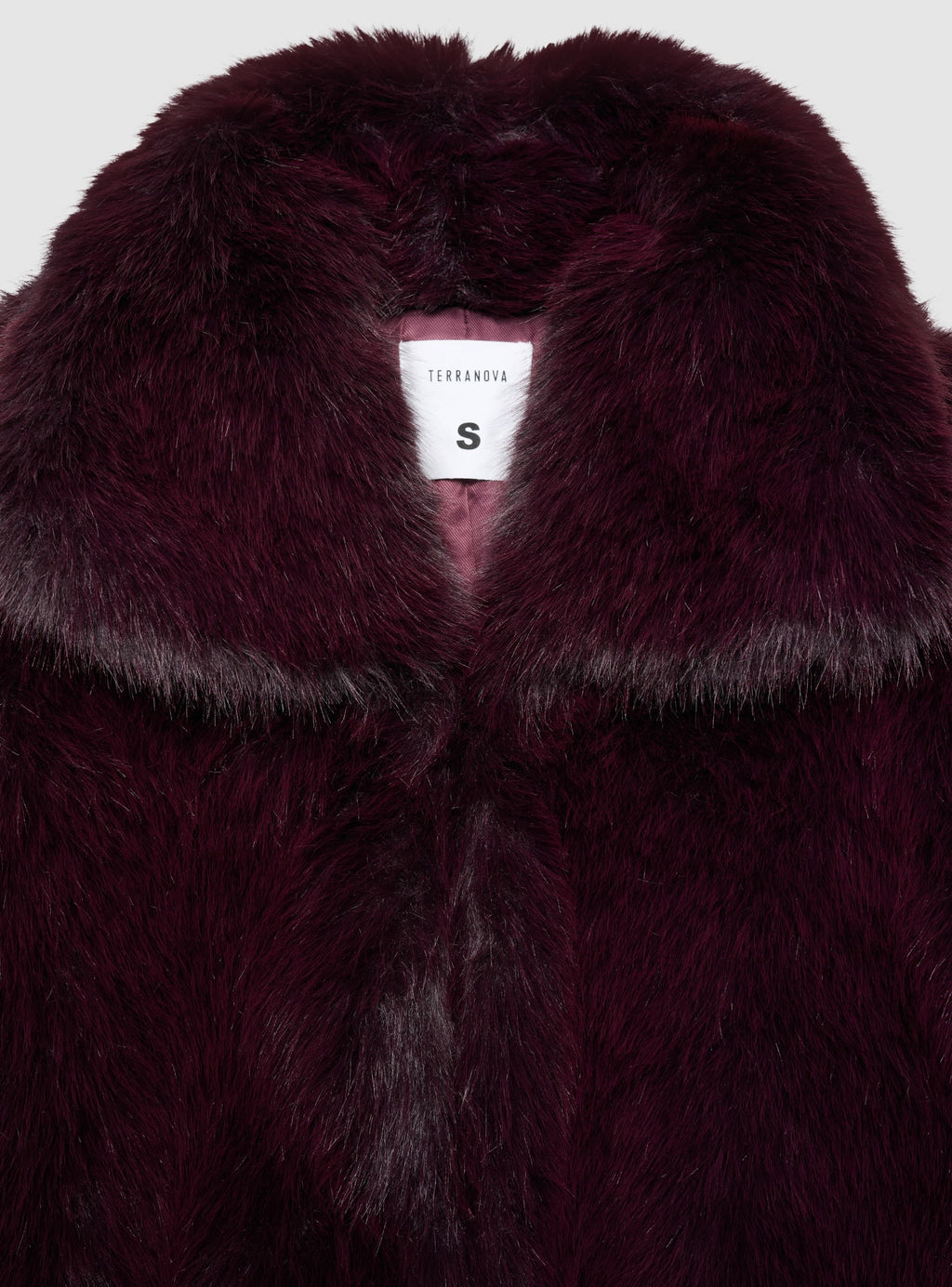 Chaqueta Corta con Cuello Efecto Pelo Largo Vino