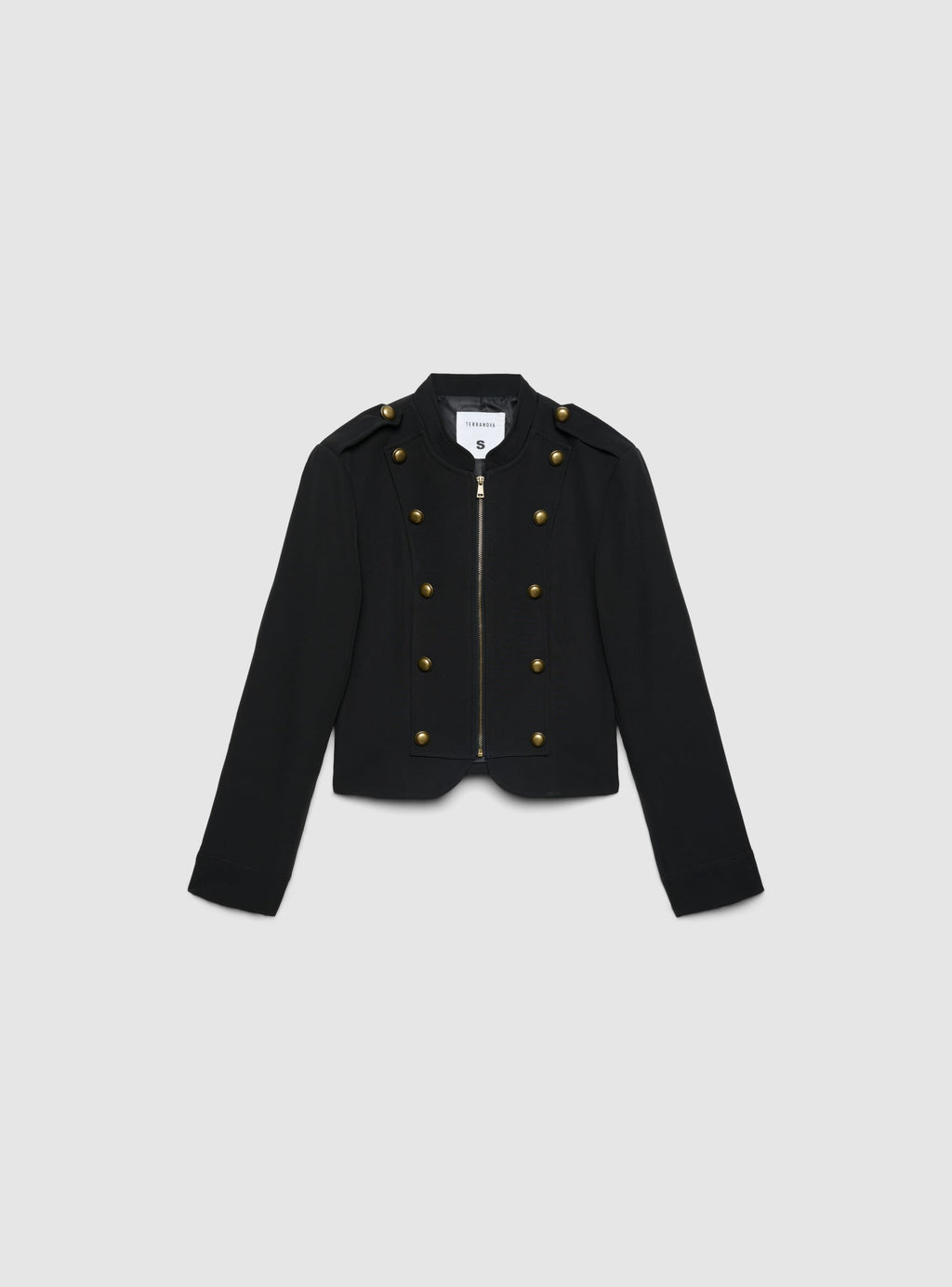 Black Zip-Up Military Style Cropped Jacket