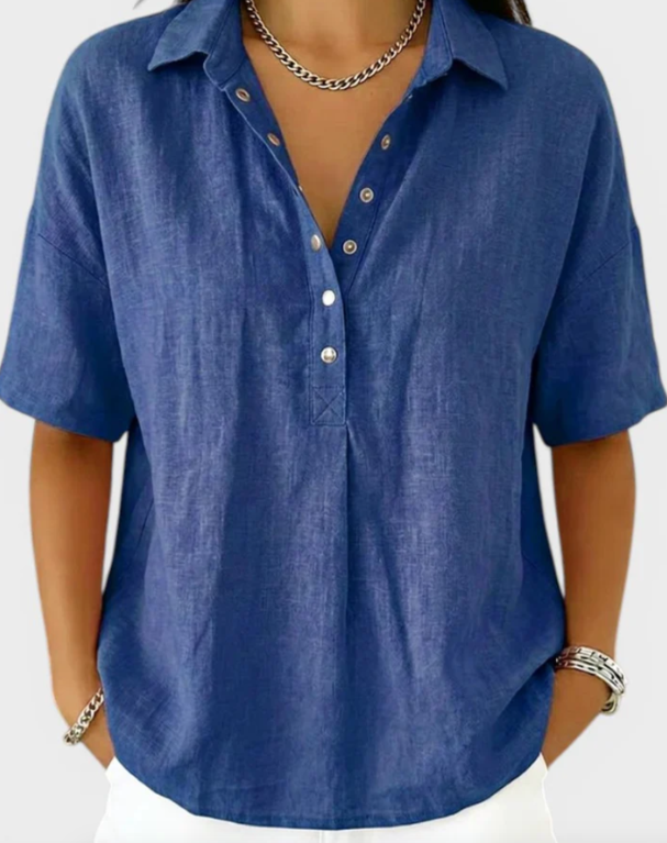 Manuela | Blusa con Cuello y Botones Elegantes