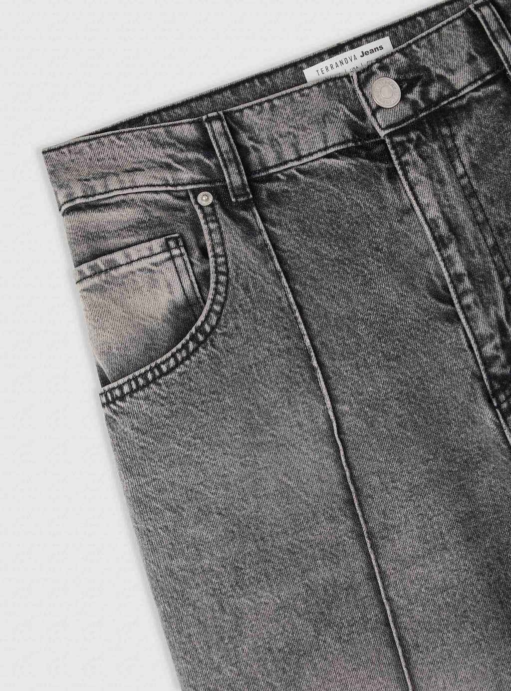 Vaqueros Pierna Ancha con Nervadura Gris Denim