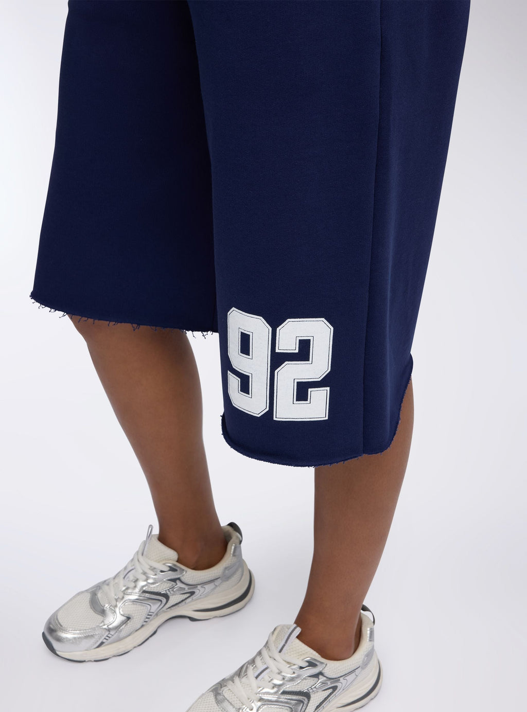 Long Fleece Bermuda Shorts with Blue Number