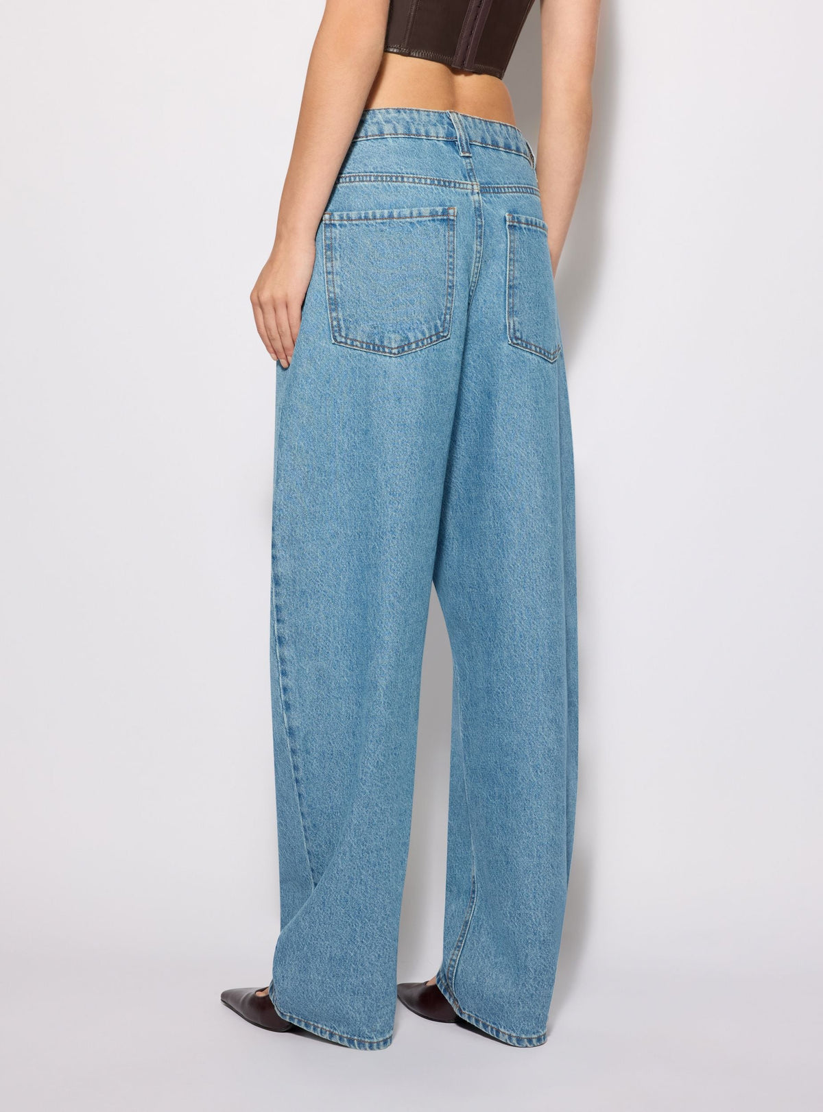 Medium Denim Plain Balloon Jeans