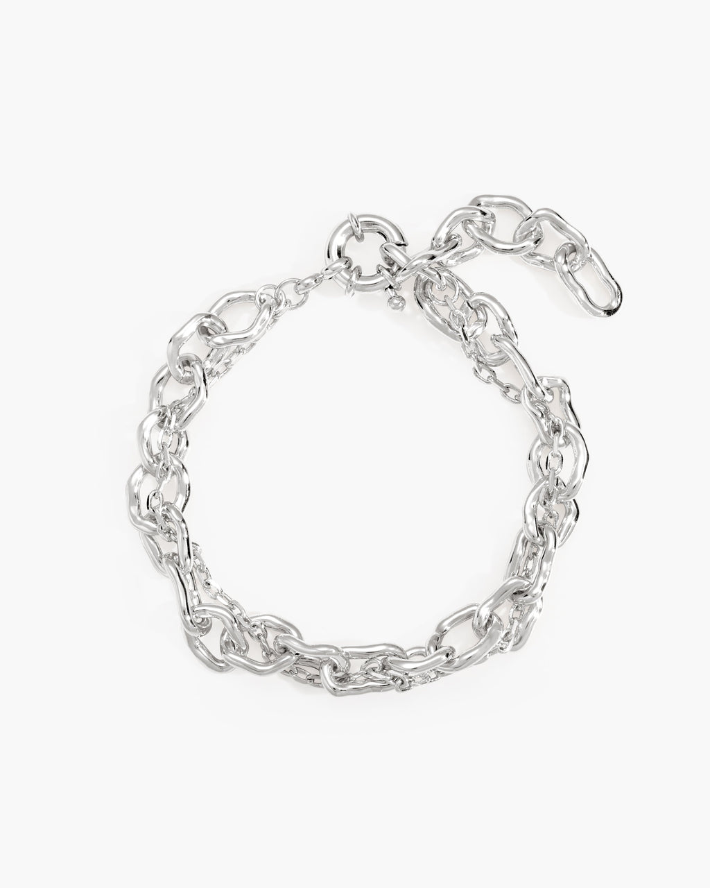 Molten Dual Chain Bracelet in Silver