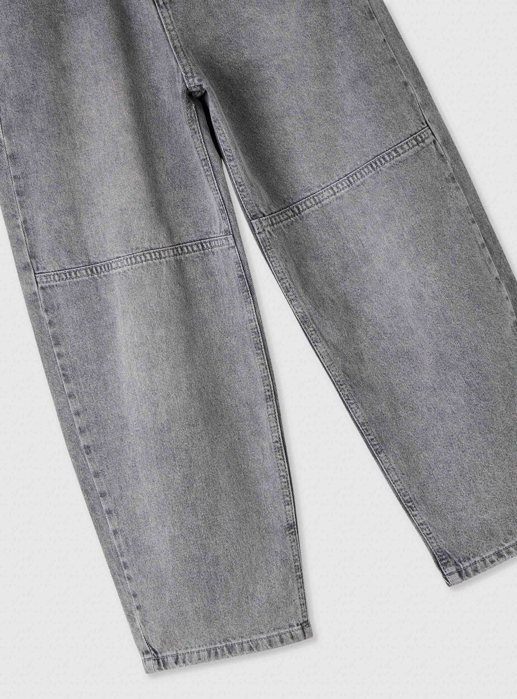 Gray Plain Barrel Denim Jeans