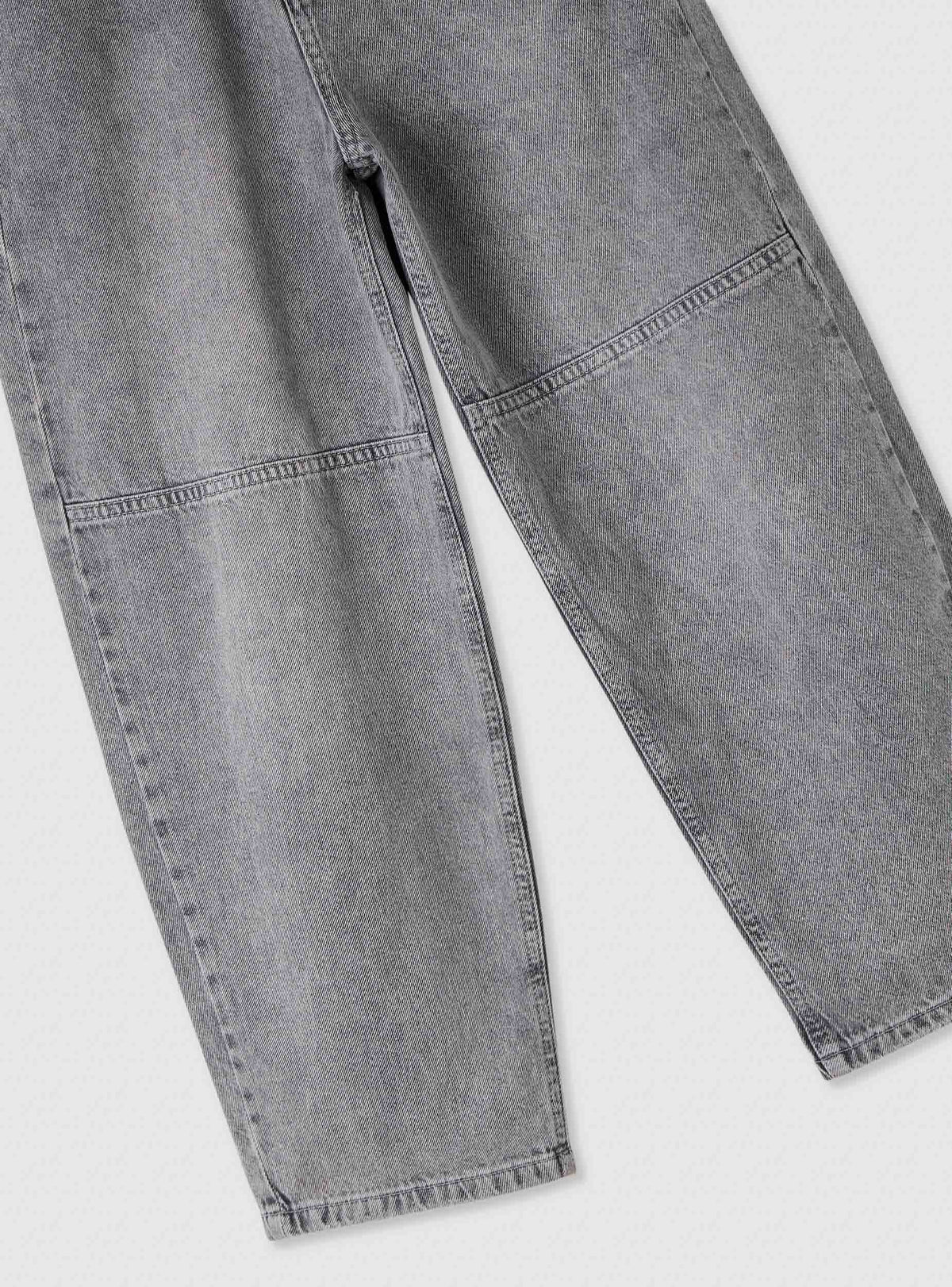Gray Plain Barrel Denim Jeans