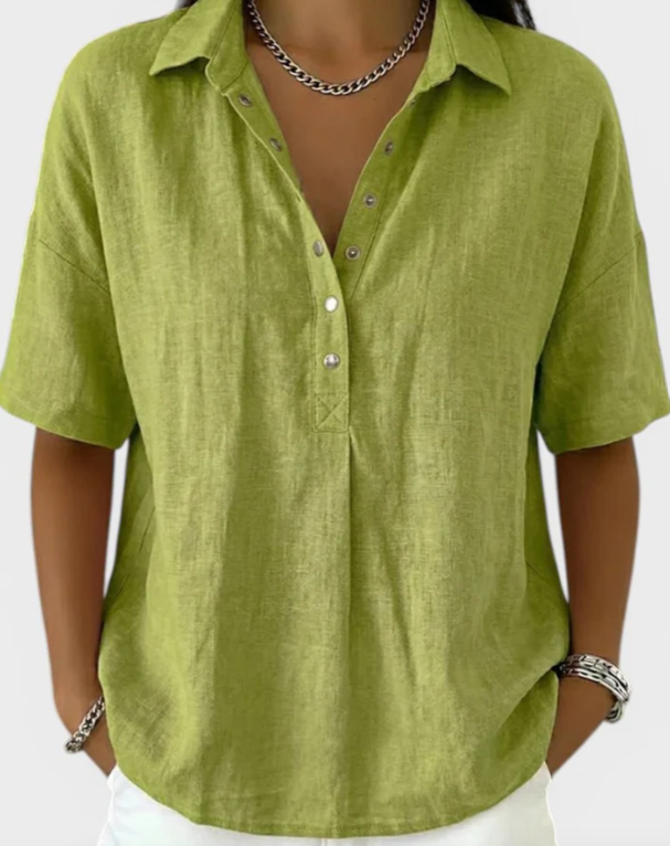 Manuela | Blusa con Cuello y Botones Elegantes