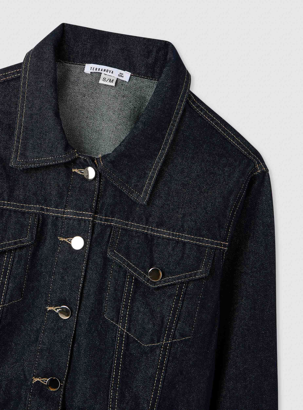 Chaqueta Vaquera con Aplicaciones en los Puños Azul