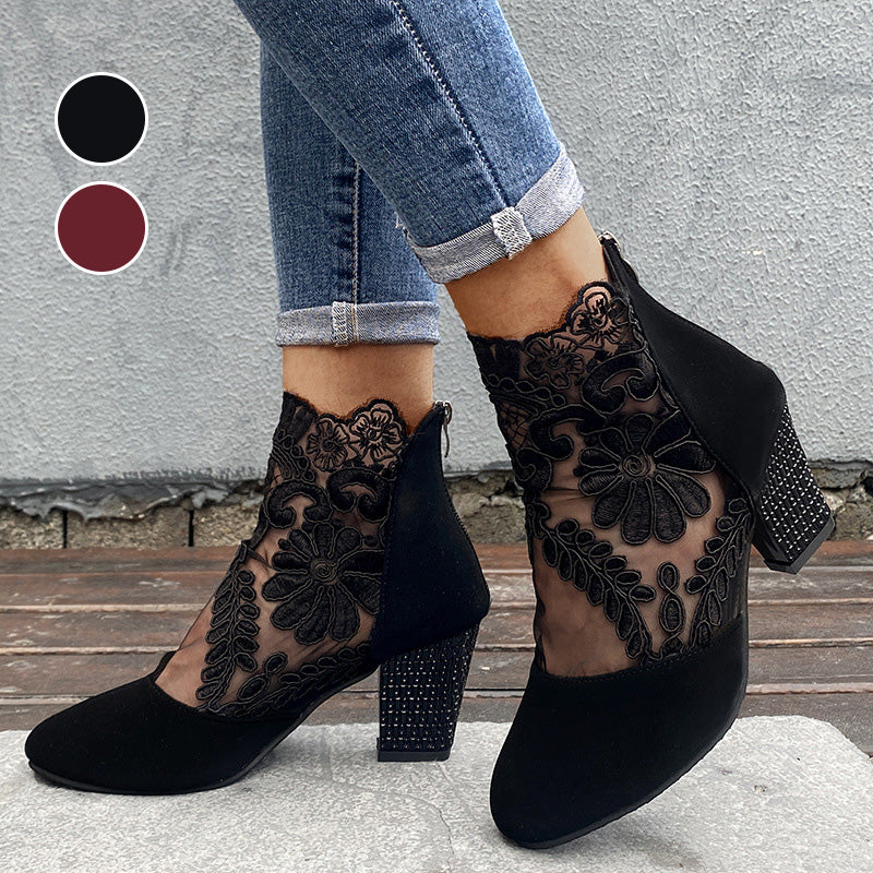 Jolie | Botines Elegantes de Encaje con Tacón
