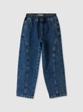 Barrel Jogger Jeans with Drawstring Medium Denim Blue