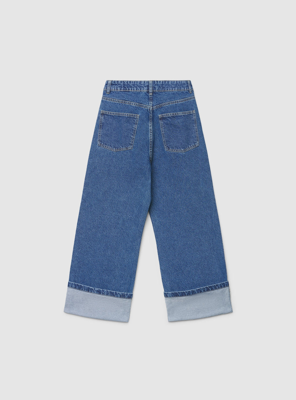 Wide-Leg Cuff Jeans Medium Denim Blue