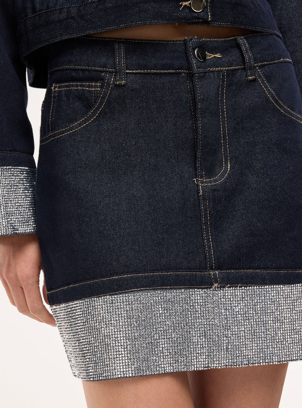 Chaqueta Vaquera con Aplicaciones en los Puños Azul
