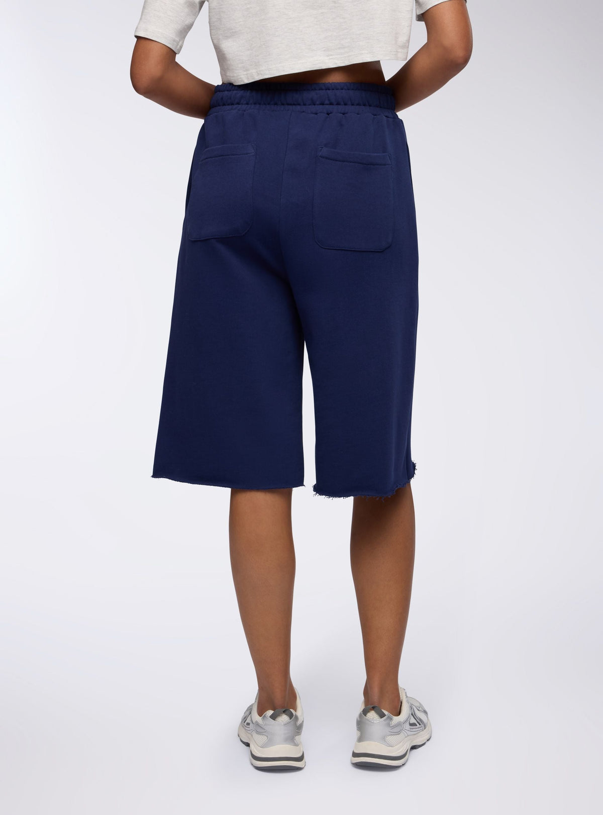 Long Fleece Bermuda Shorts with Blue Number