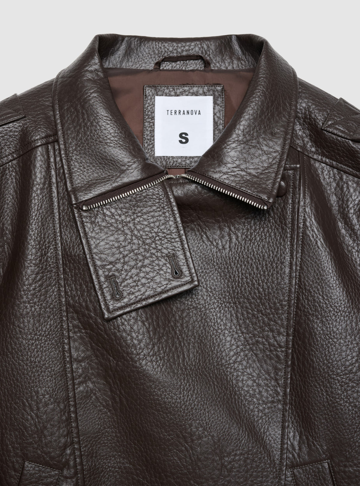Chaqueta Bomber con Cuello Alto Cacao