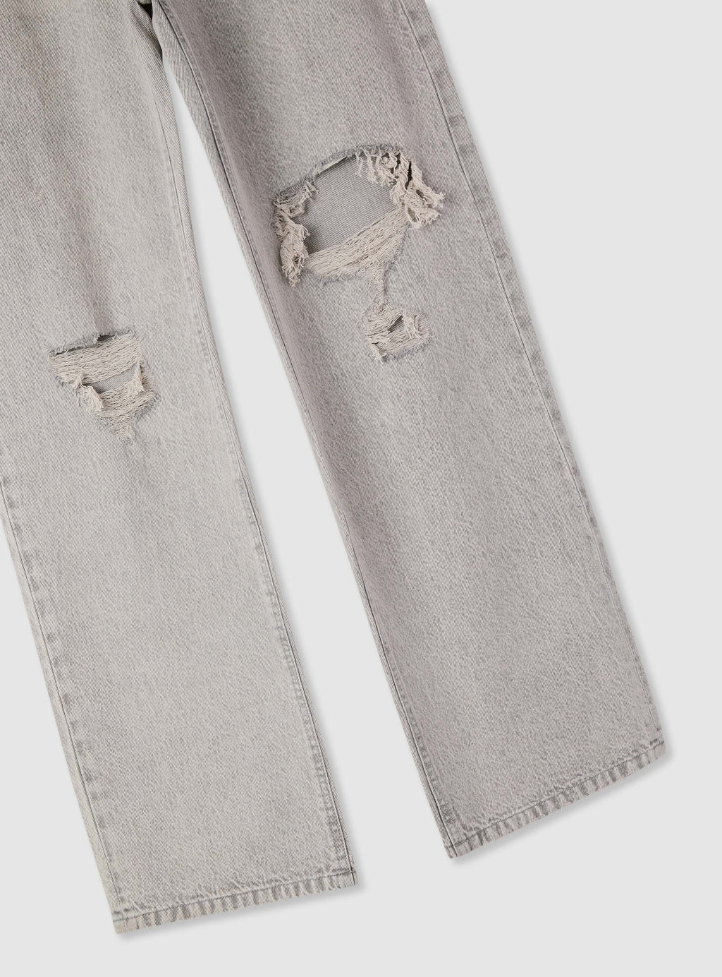 Vaqueros Pierna Ancha con Rotos Gris Denim