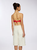 White Wool Five-Pocket Bermuda Shorts