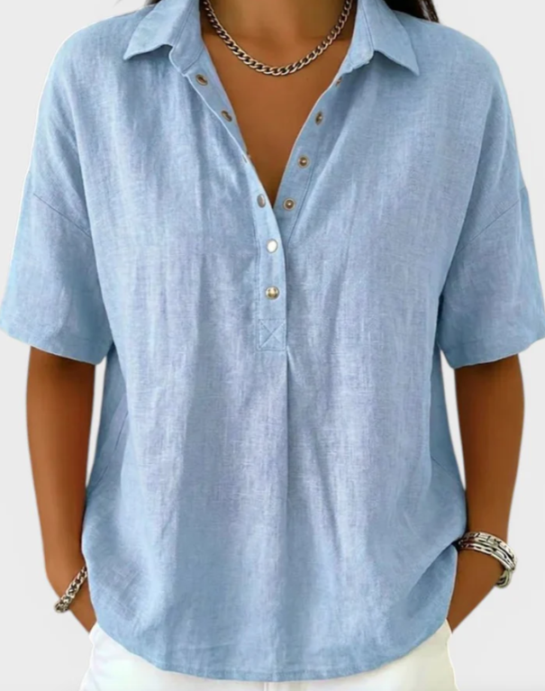 Manuela | Blusa con Cuello y Botones Elegantes