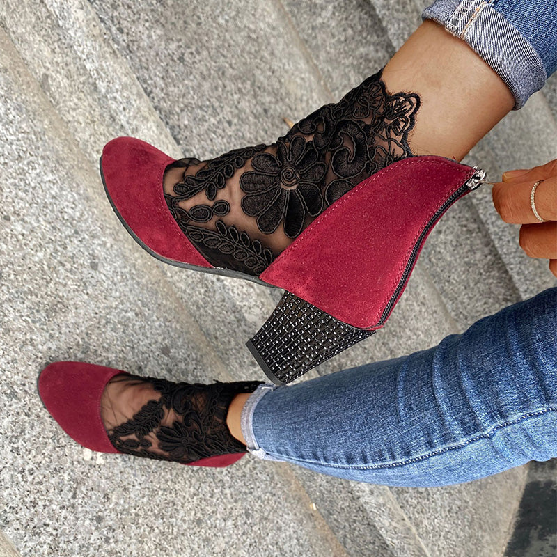Jolie | Botines Elegantes de Encaje con Tacón
