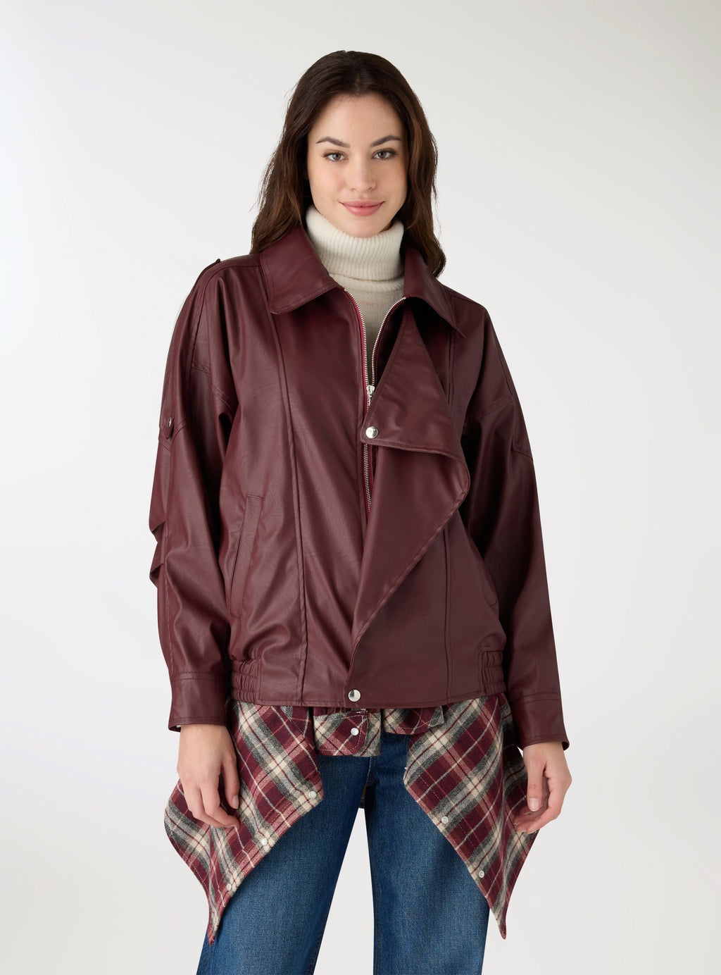 Faux leather biker jacket
