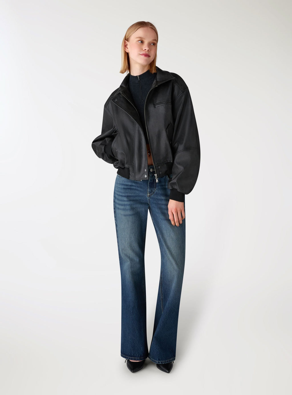 Faux leather trench coat