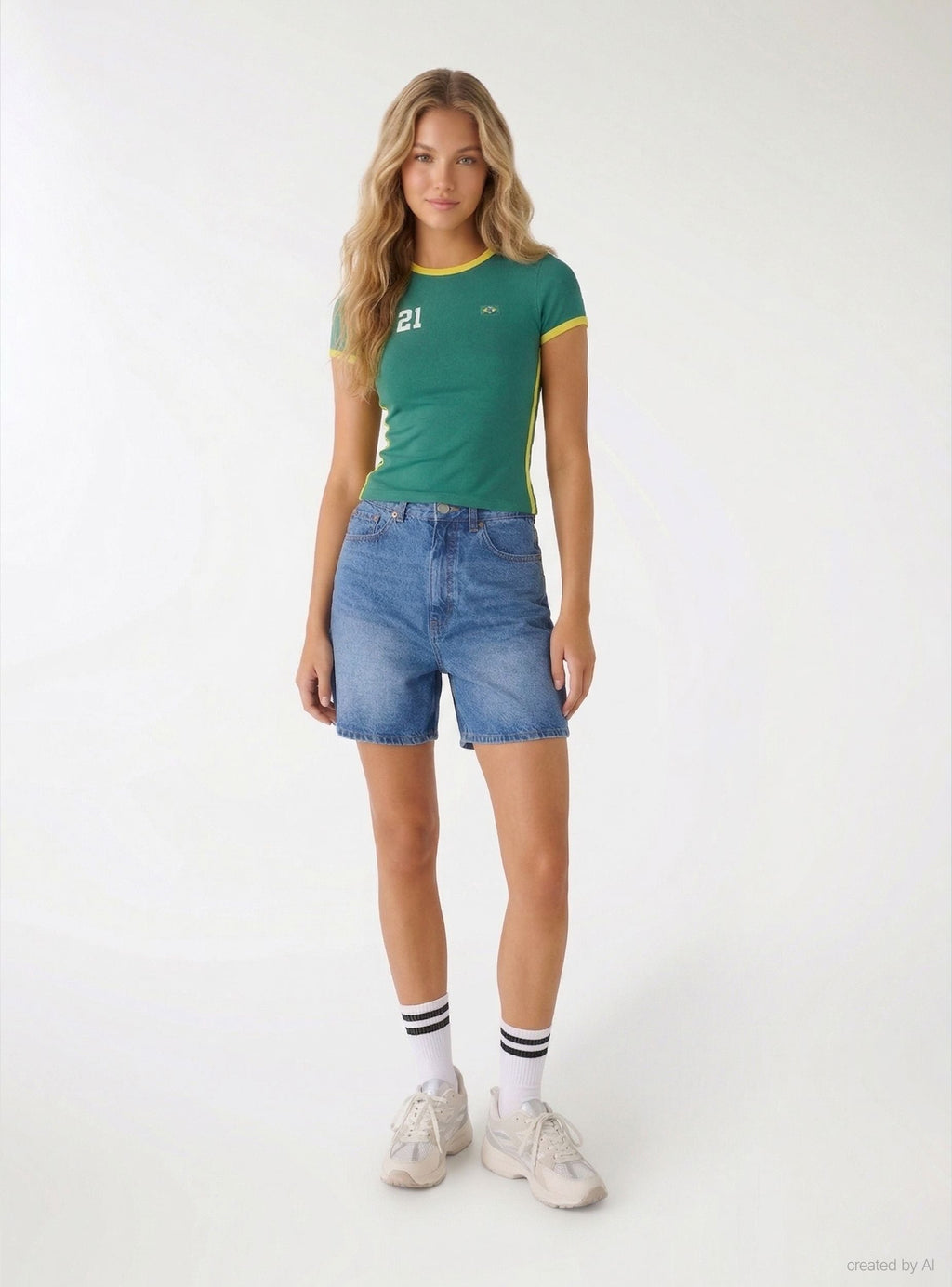 Bermudas Vaqueras Tiro Alto Azul Denim Medio