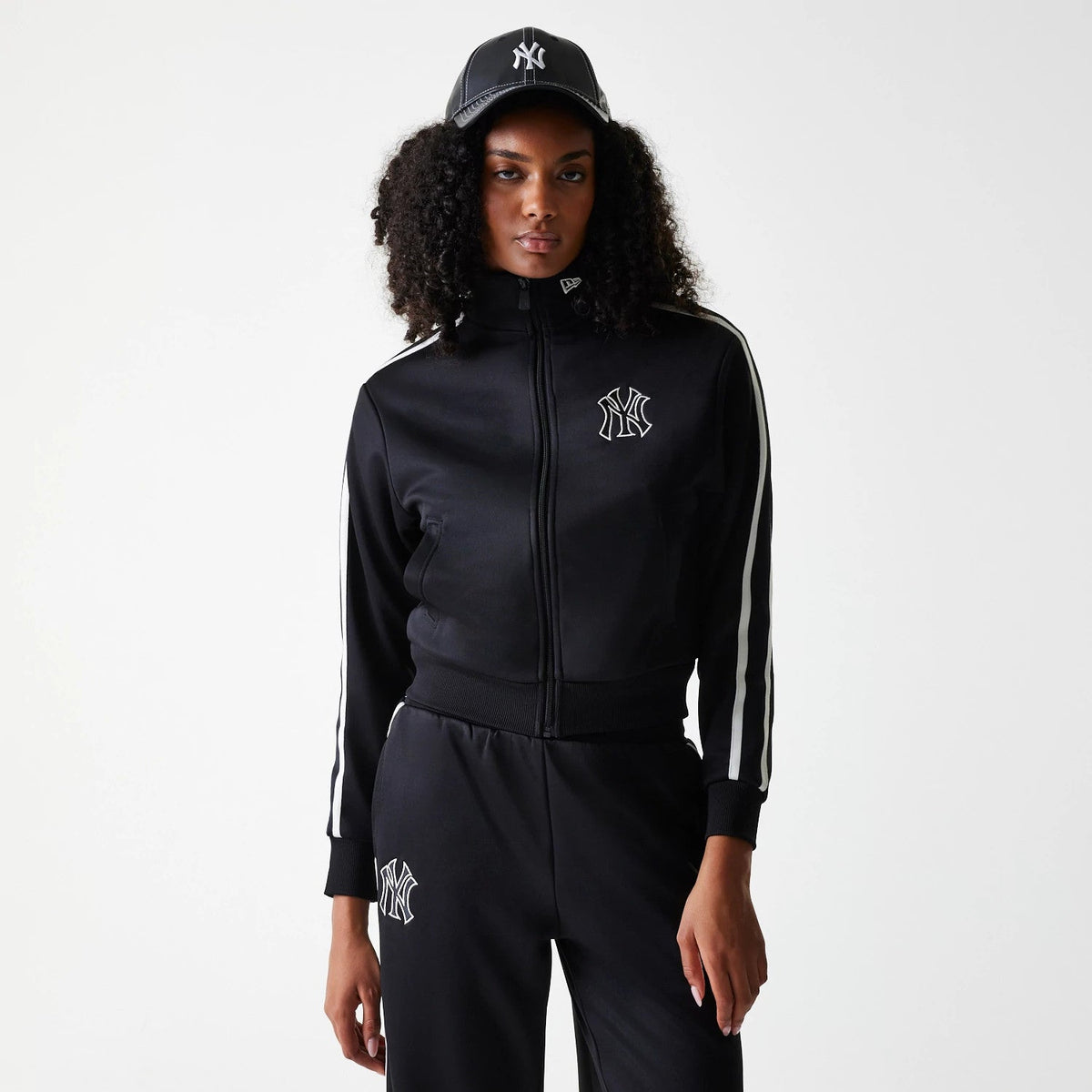 New York Yankees Women's MLB Midi Logo Black Track Jacket