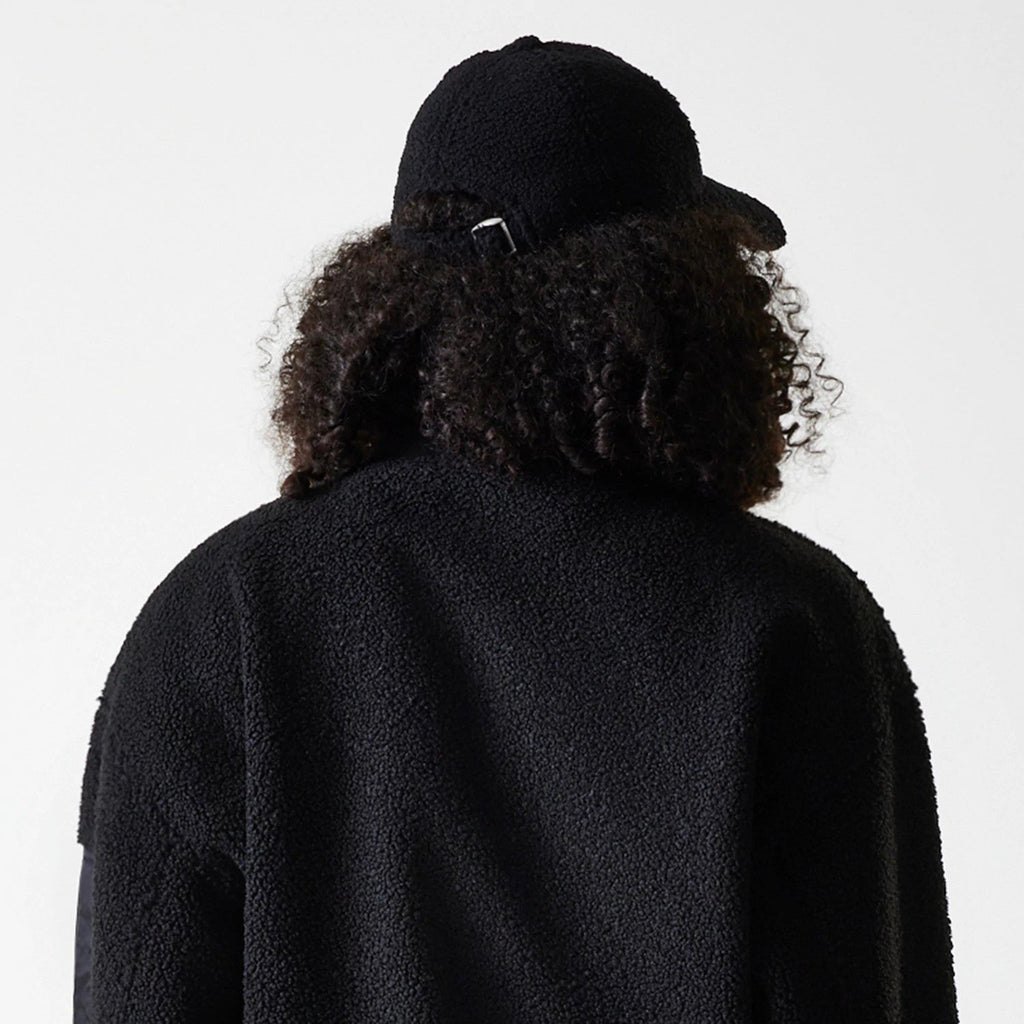 LA Dodgers Women's MLB Black Oversized Sherpa Bomber Jacket
