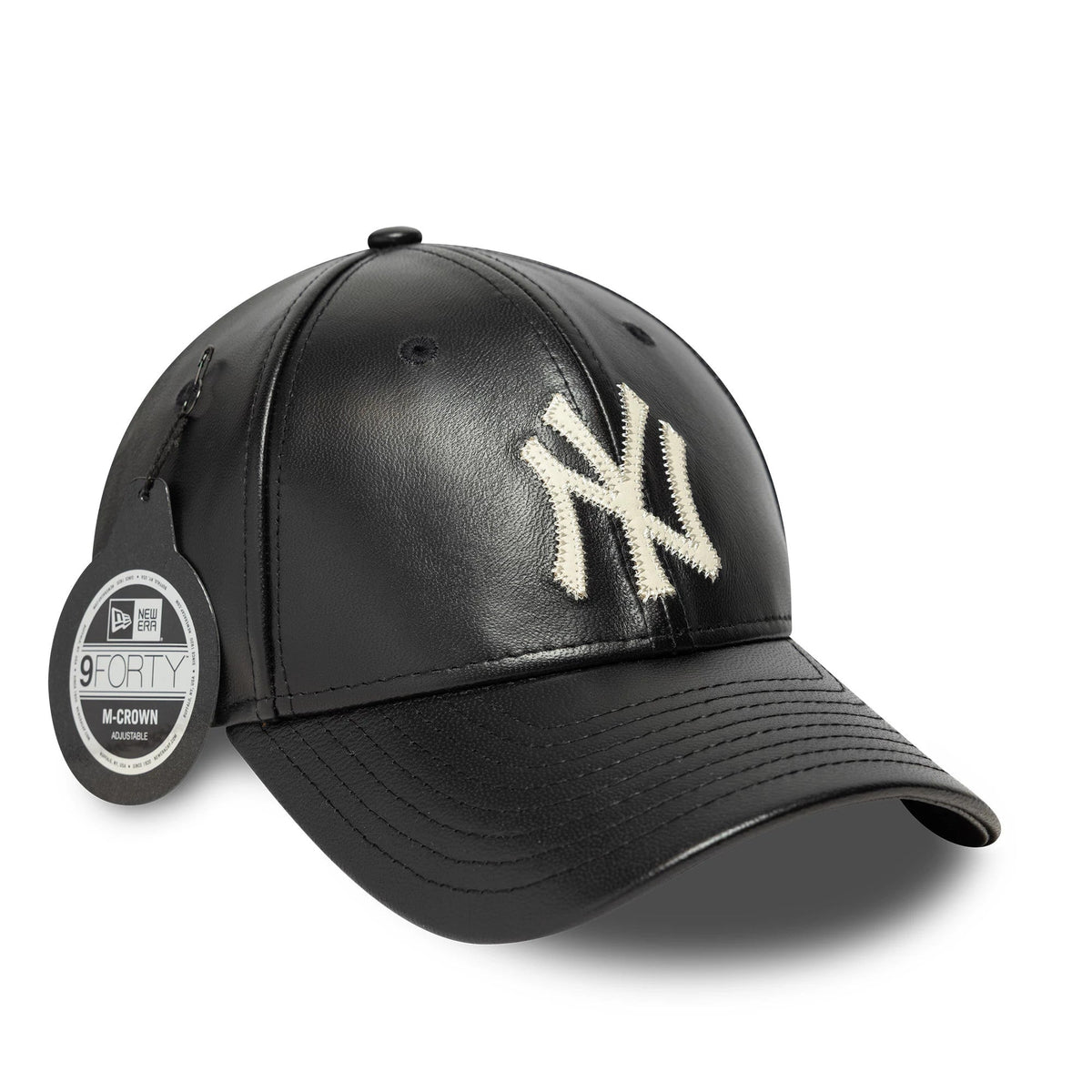 New York Yankees MLB Leather Black 9FORTY M-Crown Adjustable Cap