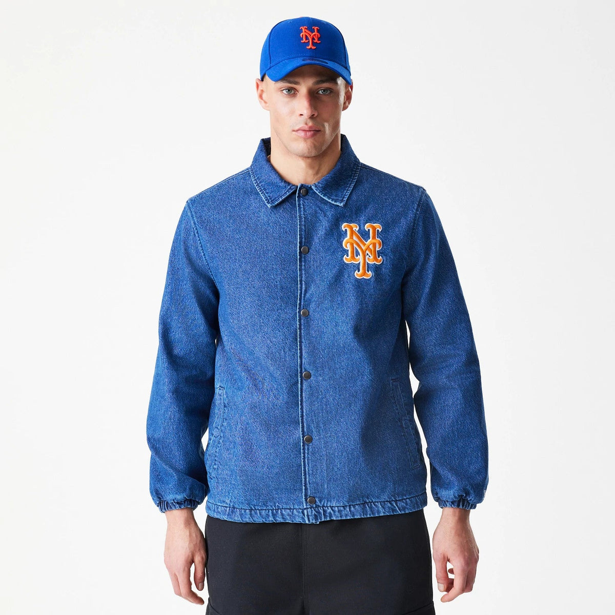 New York Mets MLB Denim Dark Blue Coaches Jacket