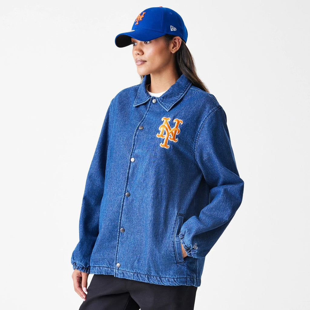 New York Mets MLB Denim Dark Blue Coaches Jacket