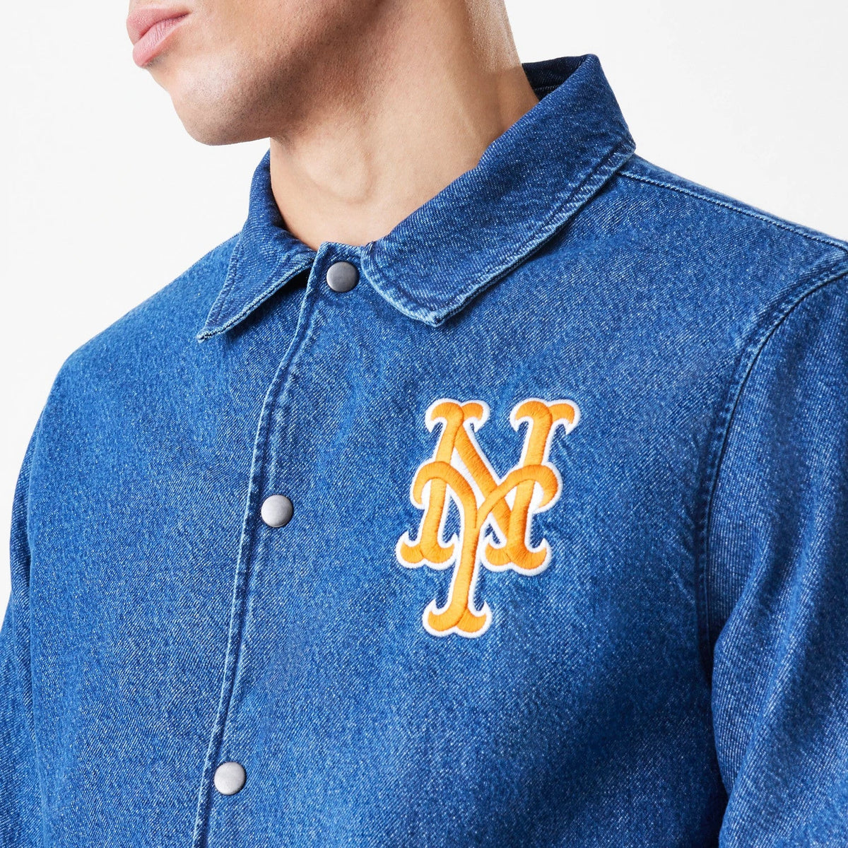 New York Mets MLB Denim Dark Blue Coaches Jacket